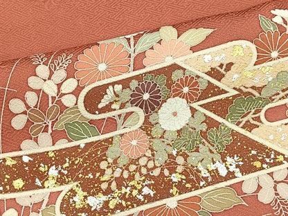平和屋着物■訪問着　エ霞草花文　暈し染め　金銀糸　正絹　逸品　CABH3376ua