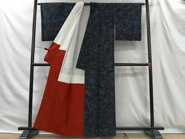 平和屋着物■上質な小紋　更紗唐草文　正絹　逸品　未使用　CABH3377ua