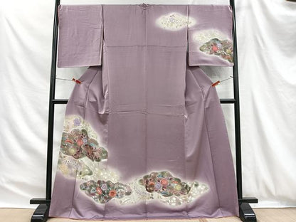 平和屋着物■訪問着　手描き　辻が花　暈し染め　金彩　正絹　逸品　CABH3378ua