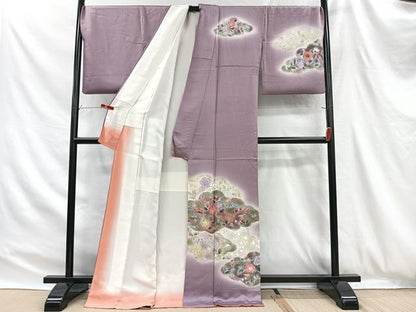 平和屋着物■訪問着　手描き　辻が花　暈し染め　金彩　正絹　逸品　CABH3378ua