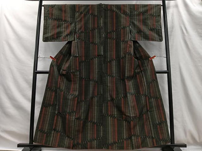 平和屋着物■上質な紬　幾何学文様　正絹　逸品　CABH3384ua