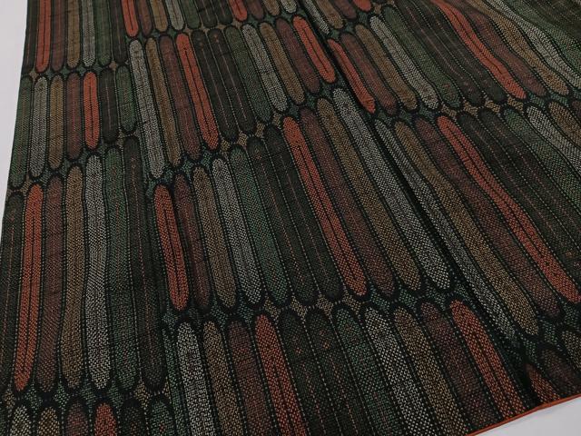 平和屋着物■上質な紬　幾何学文様　正絹　逸品　CABH3384ua