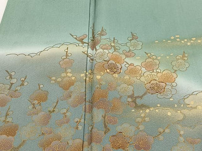 平和屋着物■訪問着　駒刺繍　立波枝梅文　暈し染め　金彩　正絹　逸品　CABH3388ua