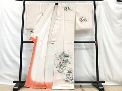 平和屋着物■訪問着　風景文　暈し染め　正絹　逸品　CABH3393ua