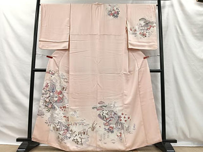 平和屋着物■訪問着　友禅　御所車草花文　暈し染め　正絹　逸品　CABH3397ua