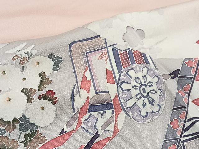平和屋着物■訪問着　友禅　御所車草花文　暈し染め　正絹　逸品　CABH3397ua
