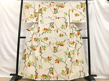 平和屋着物■上質な小紋　楓文　金彩　正絹　逸品　CABH3400ua