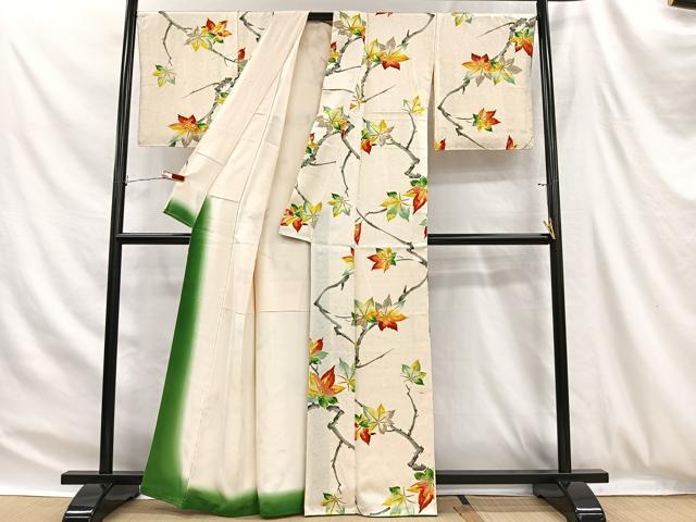 平和屋着物■上質な小紋　楓文　金彩　正絹　逸品　CABH3400ua