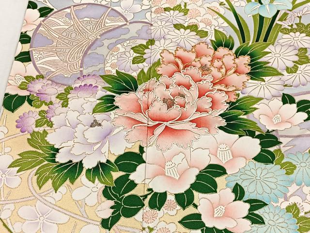 平和屋着物■豪華振袖　駒刺繍　鼓草花文　暈し染め　金彩　正絹　逸品　CABH3408ua