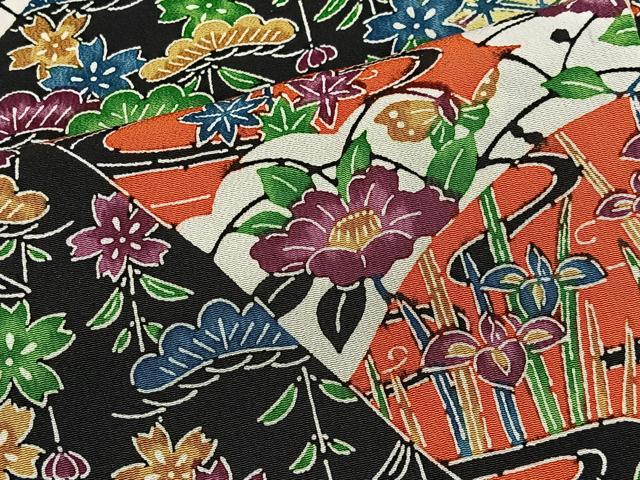平和屋着物■上質な小紋　型染め　花蝶文　正絹　逸品　CABH3409ua