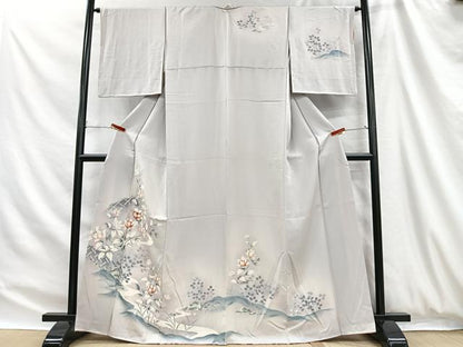 平和屋着物■訪問着　友禅　刺繍　籬枝花文　暈し染め　正絹　逸品　CABH3412ua