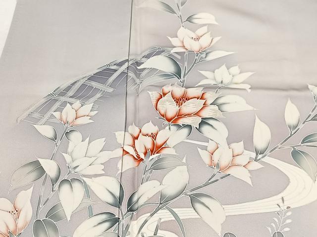 平和屋着物■訪問着　友禅　刺繍　籬枝花文　暈し染め　正絹　逸品　CABH3412ua