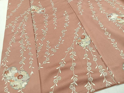 平和屋着物■上質な小紋　刺繍　雪輪草花文　金銀彩　正絹　逸品　CABH3414ua