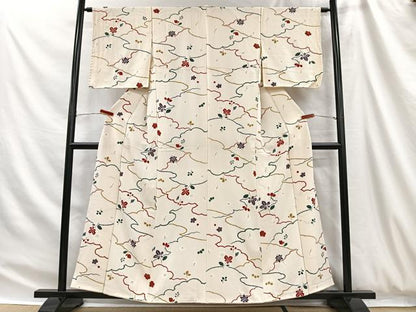 平和屋着物■上質な小紋　舞花文　金彩　正絹　逸品　CABH3415ua