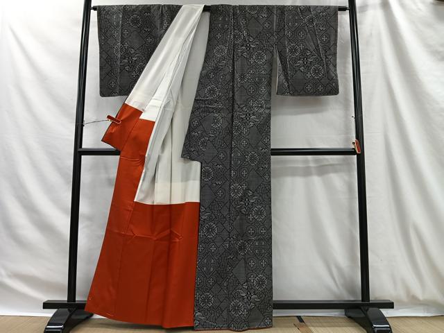 平和屋着物■本場大島紬　7マルキ　舞花文　大丸扱い　正絹　逸品　CABH3417ua