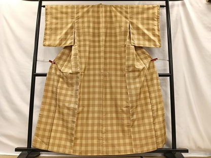 平和屋着物■本場縞大島紬　格子柄　正絹　逸品　CABH3422ua