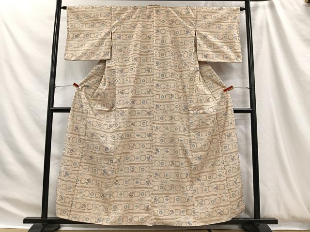 平和屋着物■上質な紬　草花文　正絹　逸品　CABH3427ua