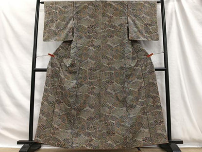 平和屋着物■本場染大島紬　亀甲文様　正絹　逸品　CABH3429ua