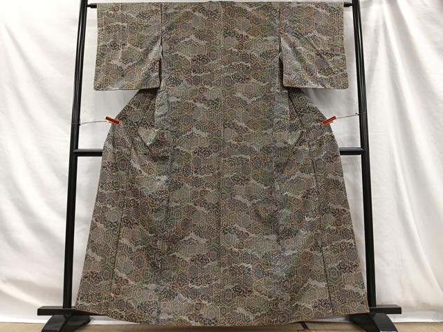 平和屋着物■本場染大島紬　亀甲文様　正絹　逸品　CABH3429ua