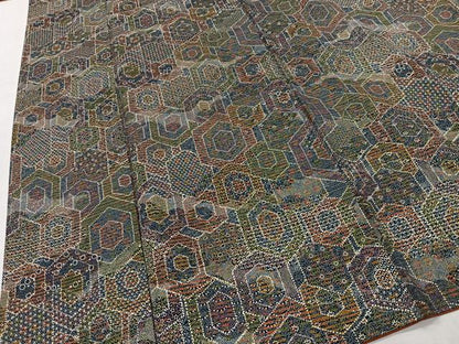 平和屋着物■本場染大島紬　亀甲文様　正絹　逸品　CABH3429ua