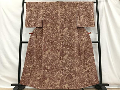 平和屋着物■上質な小紋　草花風景文　正絹　逸品　CABH3436ua
