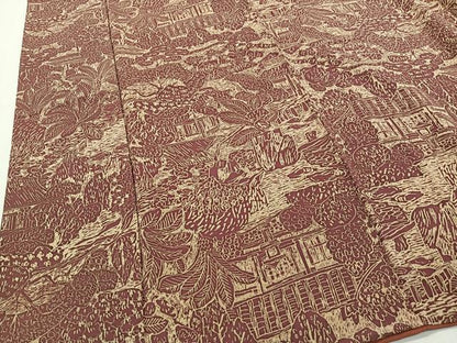 平和屋着物■上質な小紋　草花風景文　正絹　逸品　CABH3436ua