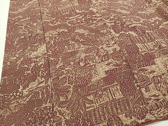 平和屋着物■上質な小紋　草花風景文　正絹　逸品　CABH3436ua
