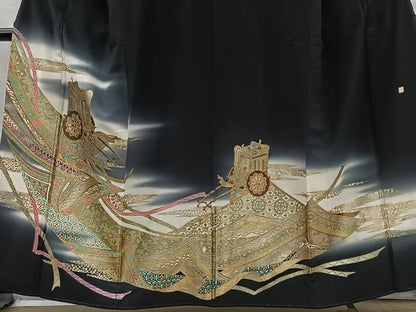 平和屋着物■豪華黒留袖　作家物　御所車吉祥文　正絹　逸品　CABH3437ua