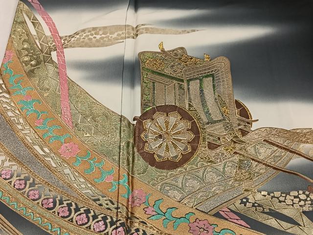 平和屋着物■豪華黒留袖　作家物　御所車吉祥文　正絹　逸品　CABH3437ua