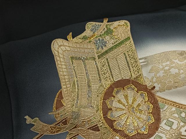 平和屋着物■豪華黒留袖　作家物　御所車吉祥文　正絹　逸品　CABH3437ua
