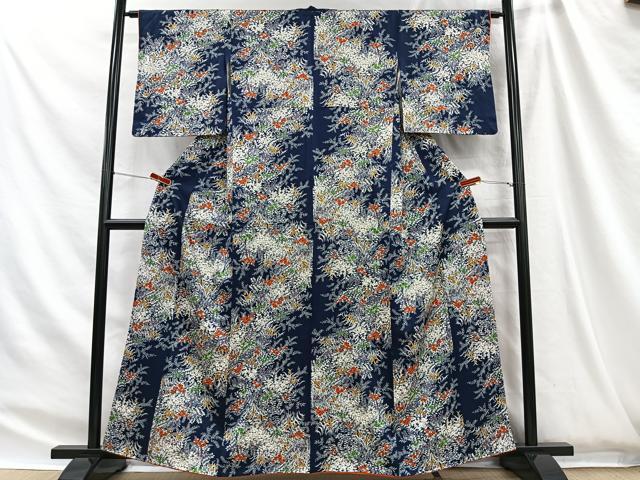 平和屋着物■上質な小紋　草花文　金彩　正絹　逸品　CABH3443ua