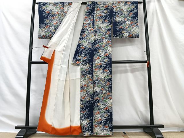 平和屋着物■上質な小紋　草花文　金彩　正絹　逸品　CABH3443ua