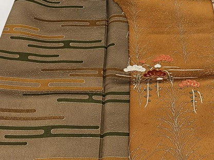 平和屋着物■訪問着　刺繍　エ霞花松文　金糸　正絹　逸品　CABH3451ua