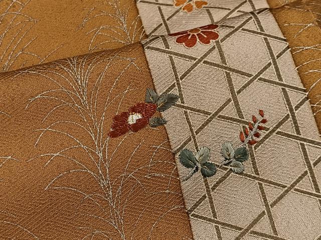 平和屋着物■訪問着　刺繍　エ霞花松文　金糸　正絹　逸品　CABH3451ua