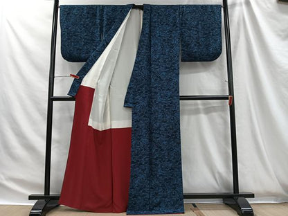 平和屋着物■上質な小紋　型染め　風景花文　正絹　逸品　CABH3452ua
