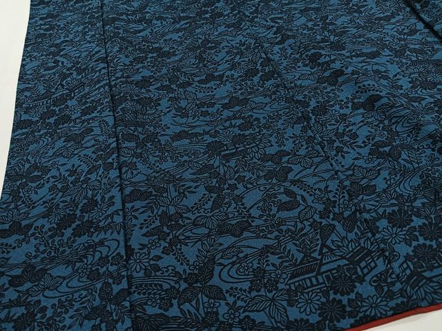平和屋着物■上質な小紋　型染め　風景花文　正絹　逸品　CABH3452ua