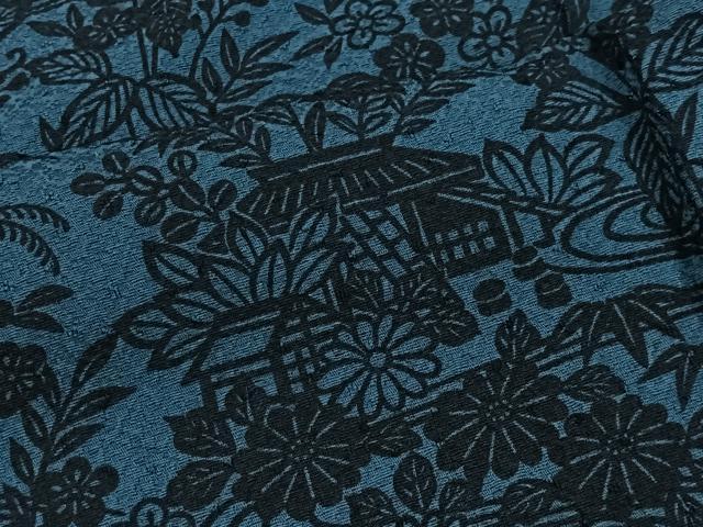 平和屋着物■上質な小紋　型染め　風景花文　正絹　逸品　CABH3452ua
