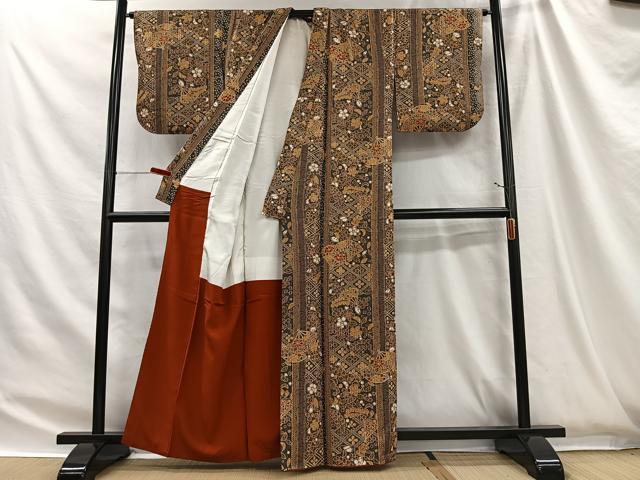 平和屋着物■上質な小紋　扇面花文　金彩　正絹　逸品　CABH3454ua