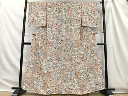 平和屋着物■上質な小紋　流水花文　正絹　逸品　未使用　CABH3458ua