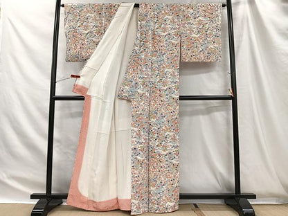 平和屋着物■上質な小紋　流水花文　正絹　逸品　未使用　CABH3458ua