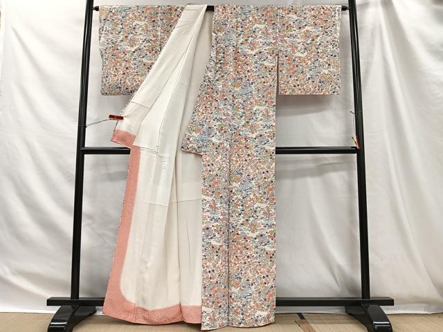 平和屋着物■上質な小紋　流水花文　正絹　逸品　未使用　CABH3458ua