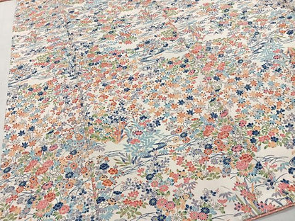 平和屋着物■上質な小紋　流水花文　正絹　逸品　未使用　CABH3458ua