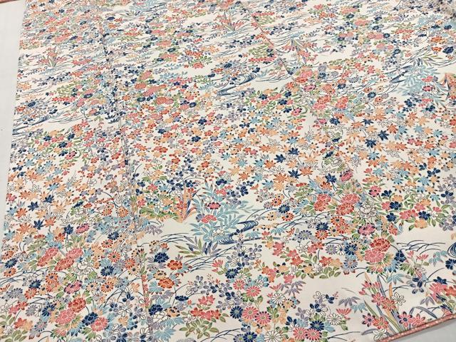 平和屋着物■上質な小紋　流水花文　正絹　逸品　未使用　CABH3458ua