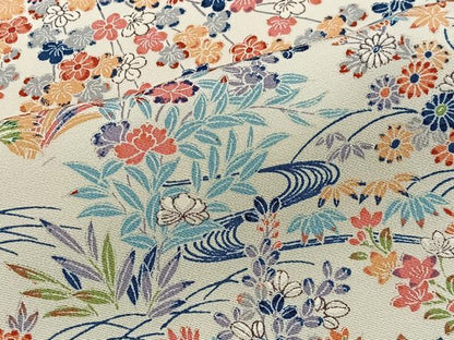 平和屋着物■上質な小紋　流水花文　正絹　逸品　未使用　CABH3458ua