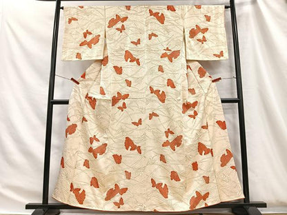 平和屋着物■上質な小紋　舞蝶文　金彩　正絹　逸品　CABH3466ua