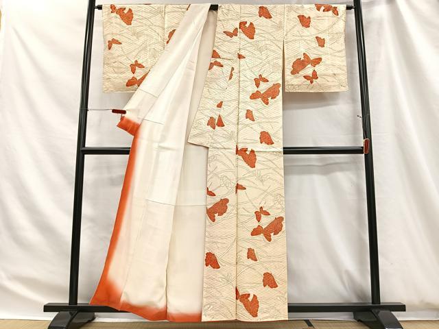 平和屋着物■上質な小紋　舞蝶文　金彩　正絹　逸品　CABH3466ua