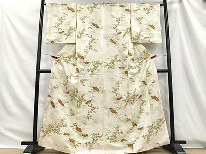 平和屋着物■上質な小紋　雲取り扇面花文　金彩　正絹　逸品　CABH3469ua