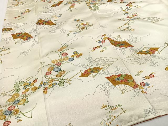 平和屋着物■上質な小紋　雲取り扇面花文　金彩　正絹　逸品　CABH3469ua