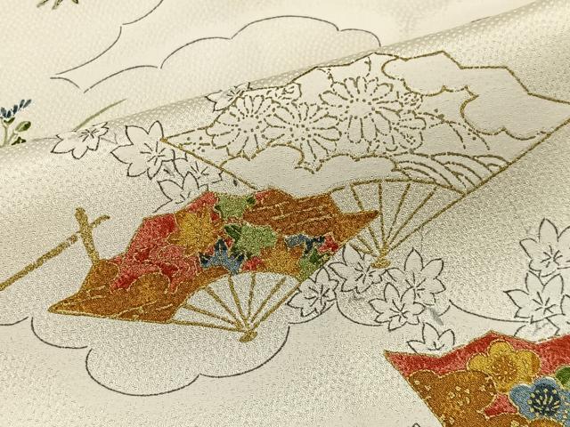 平和屋着物■上質な小紋　雲取り扇面花文　金彩　正絹　逸品　CABH3469ua