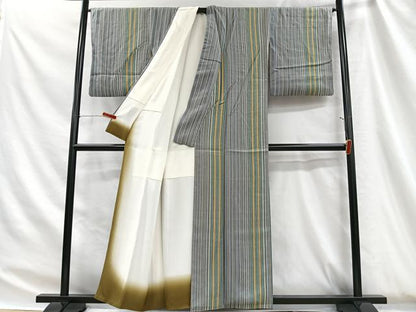 平和屋着物■上質な小紋　間道　正絹　逸品　CABH3473ua